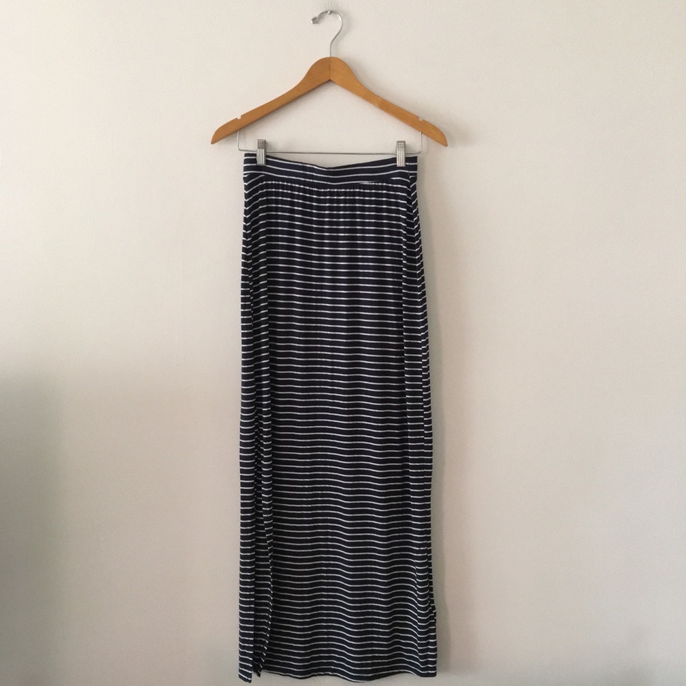 ZARA Blue and White Striped Maxi Skirt